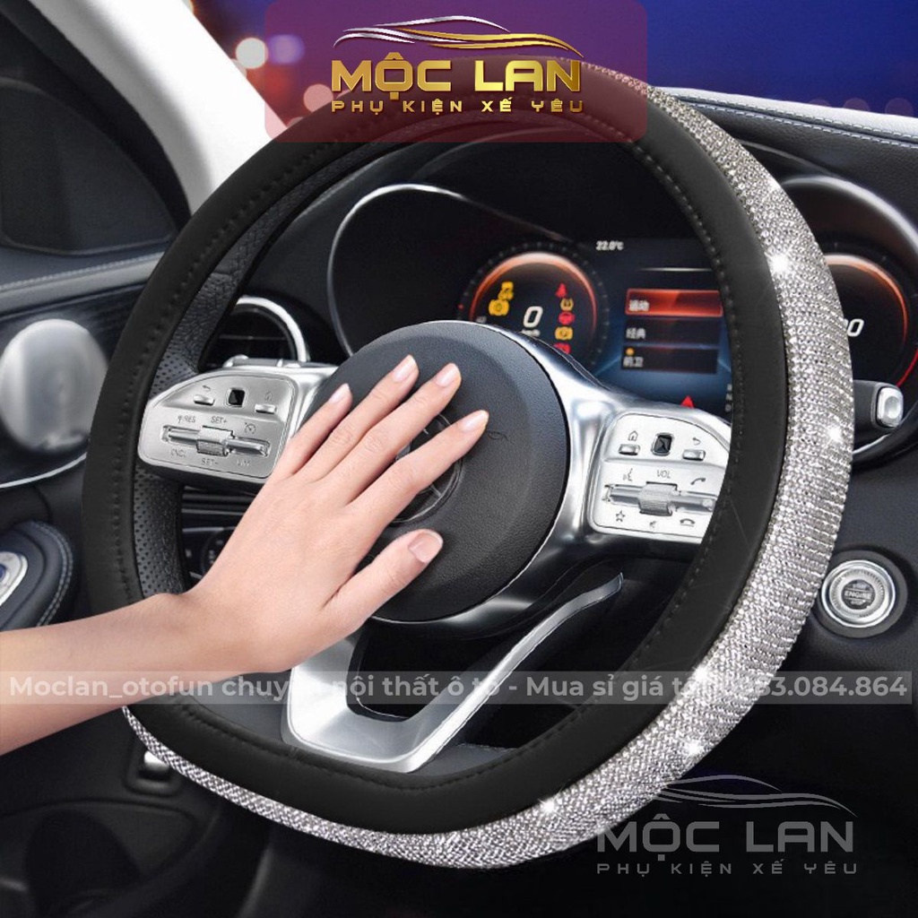 Bọc vô lăng D-Cut đính full đá,đính đá thiên nga cao cấp cho xe elentra, Seltos, Suzuki XL7 tạo điểm nhấn cho xế yêu