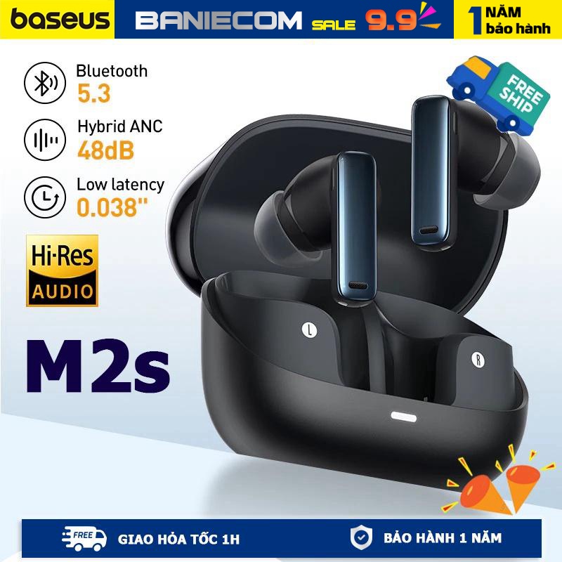 Tai nghe Bluetooth Baseus M2s ANC Earphone Bluetooth 5.3 ANC -48dB 4-Mic ENC Low Latency Phone Earbuds - BANIECOM