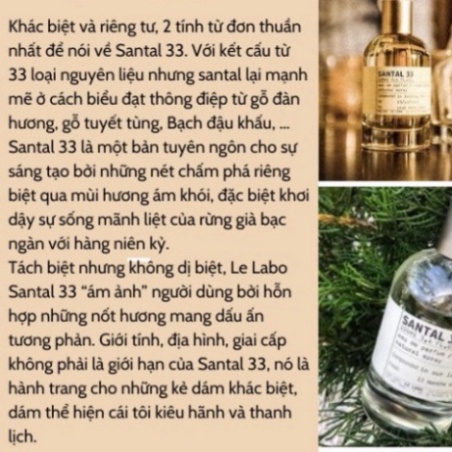 Nước hoa nam chính hãng cao cấp Le La.bo Santal 13 33, dầu thơm lâu mẫu thử 100ml hương thơm dịu nhẹ sang trọng quý phái | BigBuy360 - bigbuy360.vn