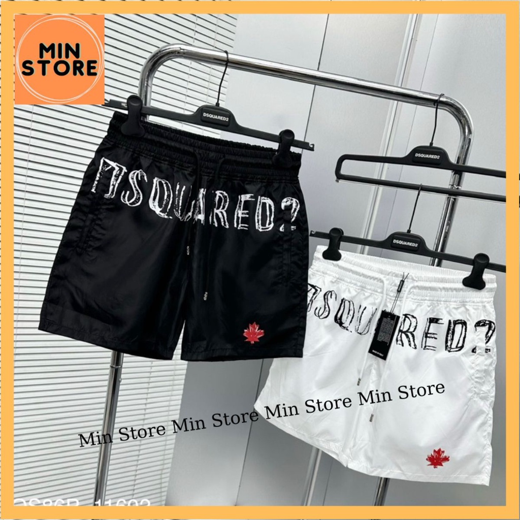 Quần Short Gió Nam Dsq2 In Chữ Ngang Quần Dập Logo Lá Đỏ Cạp Chun Dây Thắt . Quần Đùi Đi Biển Đi Chơi Cực Rất Phố 2023