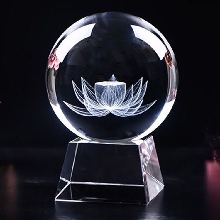 Quả Cầu Pha Lê Hình Hoa Sen 3d Trang Trí Phòng Khách / Phòng Ngủ