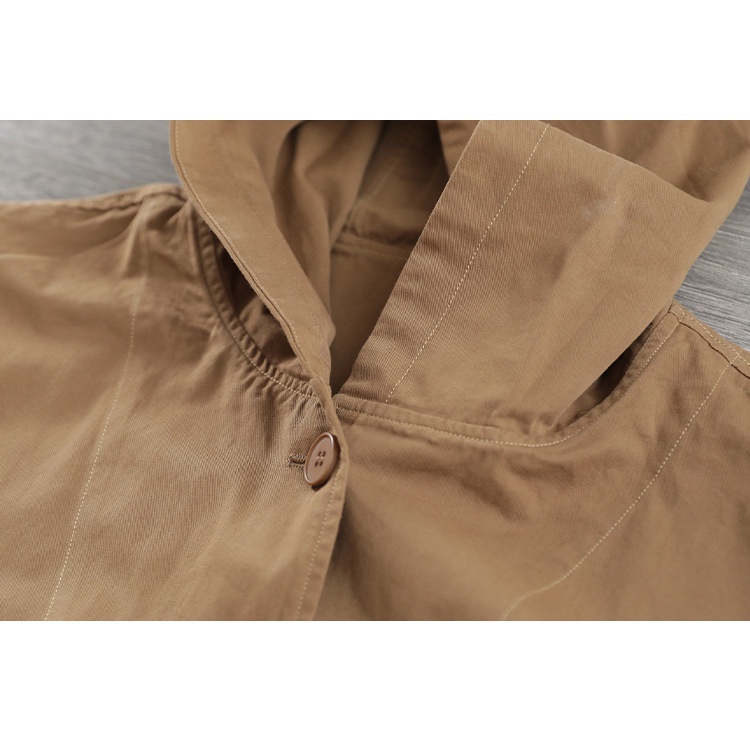 Áo khoác retro dài tay KAMAKA có mũ khuy cài hai túi đứng - NU9157