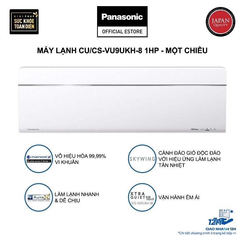 Máy lạnh Panasonic CU/CS-VU9UKH-8 - Một chiều - Inverter sang trọng Sky series