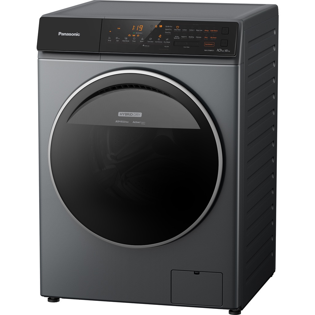 Máy Giặt Sấy Cửa Trước Panasonic 10 Kg NA-S106FC1LV - Diệt khuẩn 99.99% (Xám)