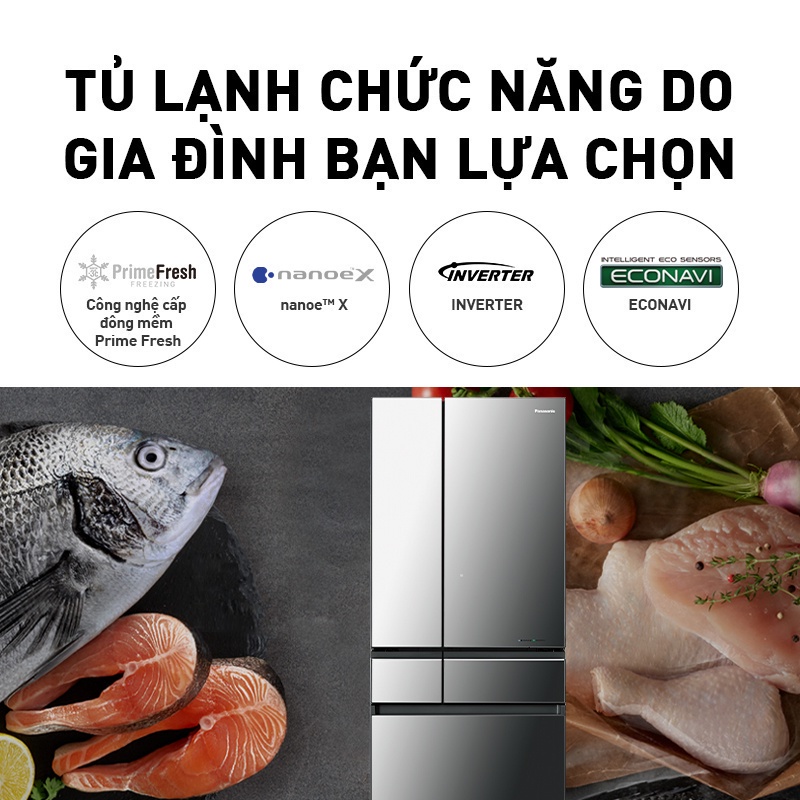 [TRẢ GÓP 0%] Tủ Lạnh 6 Cánh Panasonic 589 Lít NR-F603GT-X2 - Diệt khuẩn