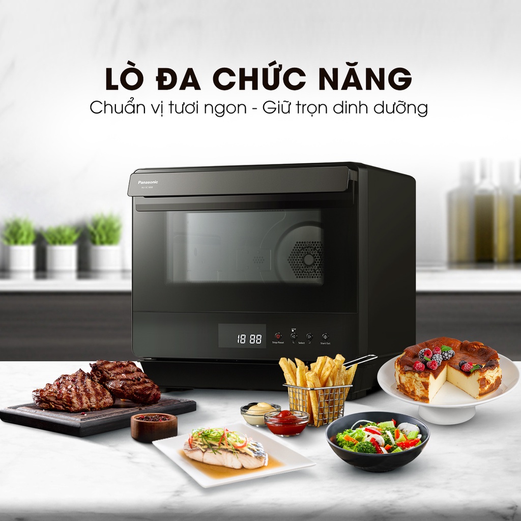 [Mã ELPN1500 Giảm 1TR5 Đơn 0Đ] Lò chiên không dầu hấp nướng đối lưu Panasonic NU-SC180BYUE 20 lít - Hàng Chính Hãng