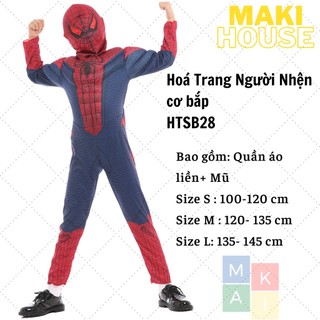 Đồ hoá trang bộ quần áo trẻ em liền thân Người Nhện cơ bắp Spiderman.HTSB28