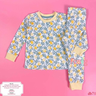 Set đồ bộ dài mata bé gái - trắng chanh vàng