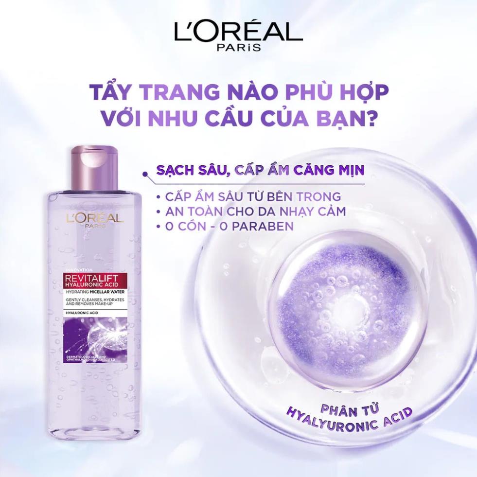 Nước Tẩy Trang L'Oreal Paris Giúp Căng Mịn Da Revitalift Hyaluronic Acid Micellar Water 400ml - HANA SHOP