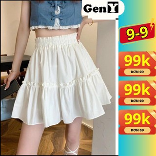 Chân Váy Chữ A Viền Bèo GenY Chân Váy Kate 2 Màu Trắng Đen Dày Dặn Siêu Xinh -CV4-