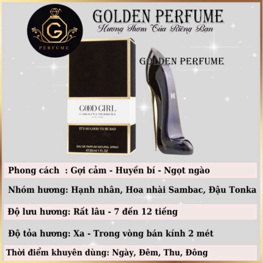 Nước hoa nữ chiết chính hãng Carolina Herrera Good Girl mẫu thử chiết 10ml - Golden Perfume | BigBuy360 - bigbuy360.vn