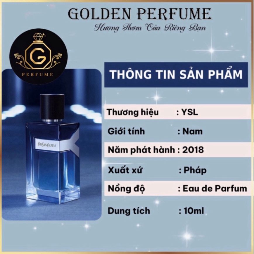 Nước Hoa Nam chiết 10ml chính hãng - YSL Y Men edp nam tính lịch lãm phong trần - Golden Perfume