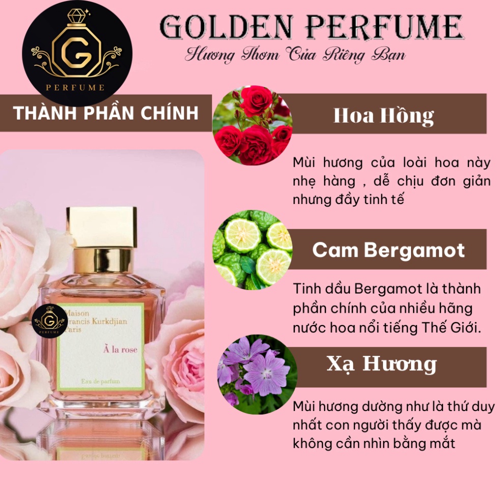 Nước hoa nữ À L̶a̶ R̶o̶s̶e̶ M̶F̶K̶ hương hoa hồng dịu dàng đầy sang trọng chiết 10ml chính hãng - Golden Perfume | BigBuy360 - bigbuy360.vn