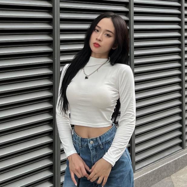 ÁO THUN nữ croptop cổ lọ, Aothuncaoco247_P7K7