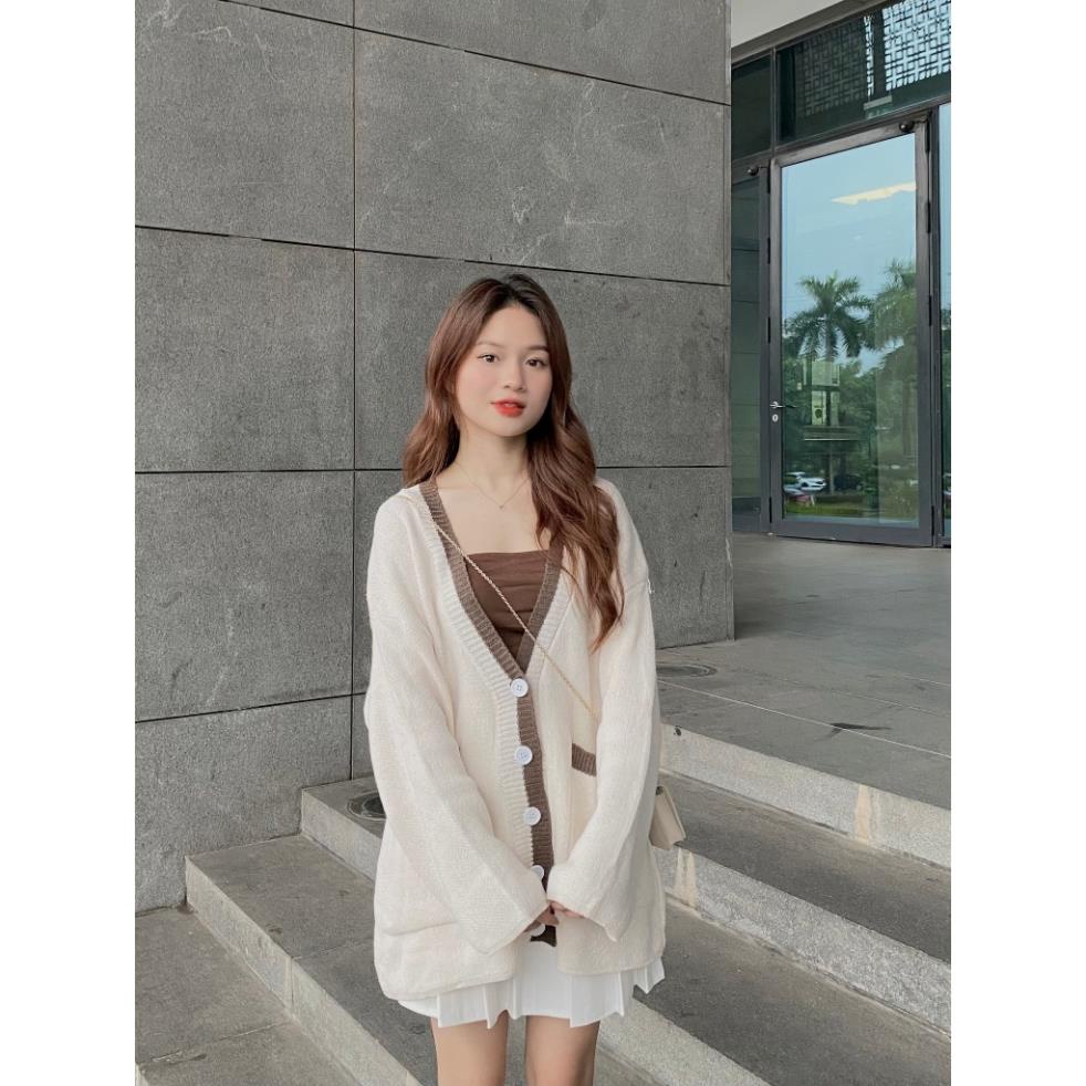ÁO KHOÁC len cardigan nữ dài tay form rộng thu đông,  Cadiganvien905_P5K4
