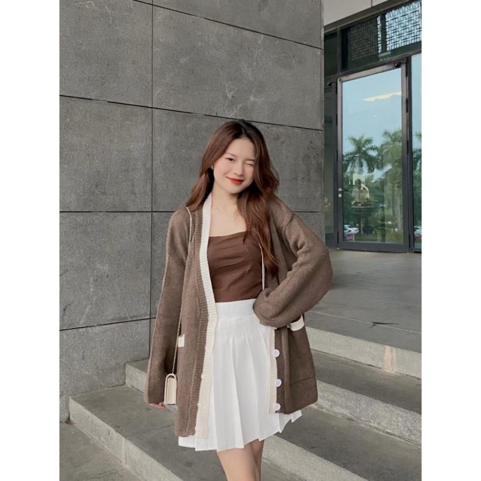 ÁO KHOÁC len cardigan nữ dài tay form rộng thu đông,  Cadiganvien905_P5K4