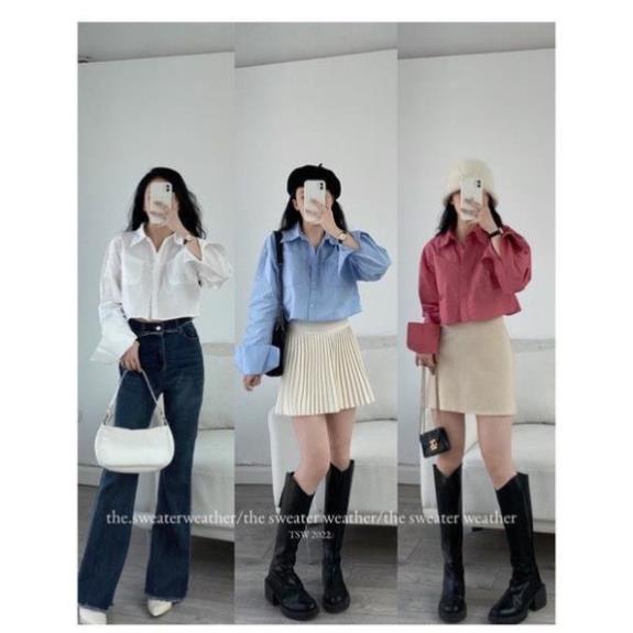 Áo sơ mi thô dài tay dáng croptop 3 màu SMCRT86127/p0k31