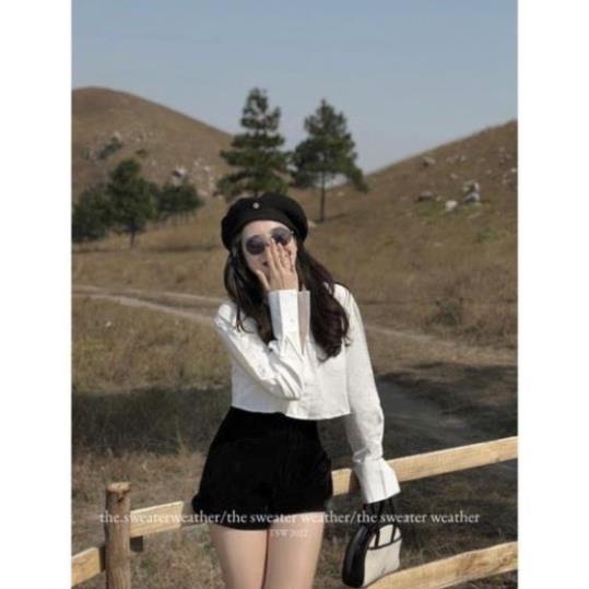 Áo sơ mi thô dài tay dáng croptop 3 màu SMCRT86127/p0k31