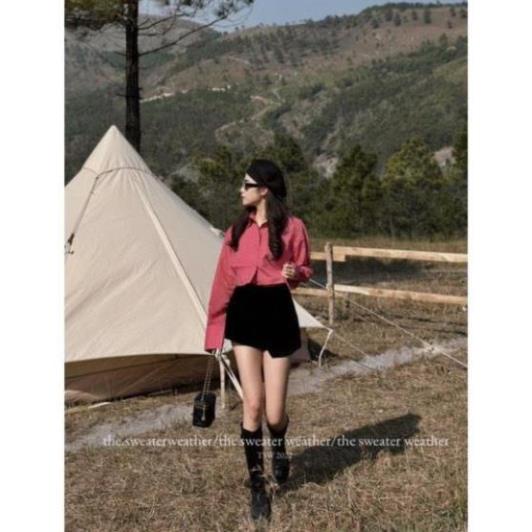 Áo sơ mi thô dài tay dáng croptop 3 màu SMCRT86127/p0k31