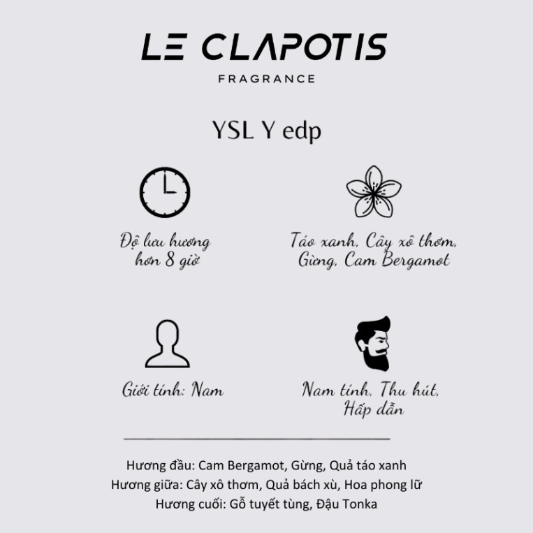 Nước Hoa Nam YSL Y EDP chính hãng Le Clapotis 30ml Thơm Lâu Hương Thơm Ngọt Dịu Quyến Rũ - Hàng mới về