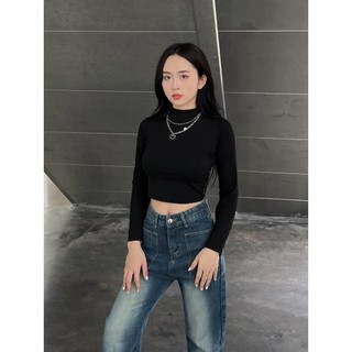 Áo thun nữ croptop cổ lọ - . - Aothuncaoco247_P7K7