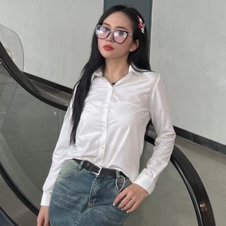 Áo sơ mi nữ dài tay trơn basic phù hợp đi học, đi làm -. - SomiDaitayuni_P2K11