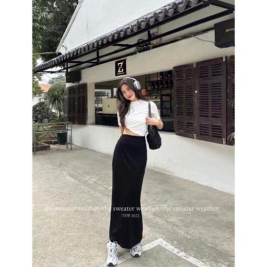 CHÂN VÁY suông dài thun co giãn cạp phẳng - CHIPBONG - Cvthundangdai257/p3k7