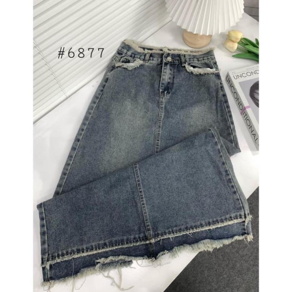 CHÂN VÁY jeans dáng dài tua rua - CHIPBONG - Cv6877/P0k40