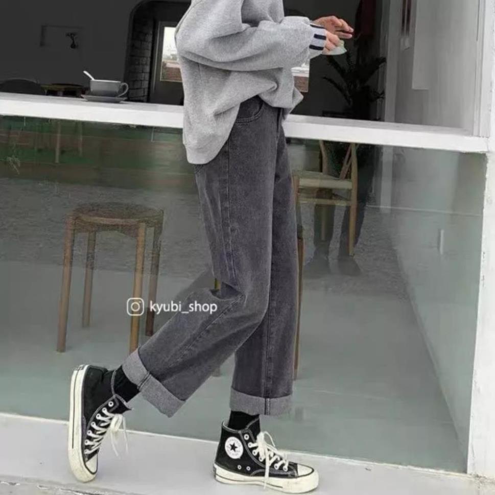 QUẦN bò suông màu xám tro ống rộng phong cách Ulzzang - CHIPBONG - QuanJeansuong9875_P7K6