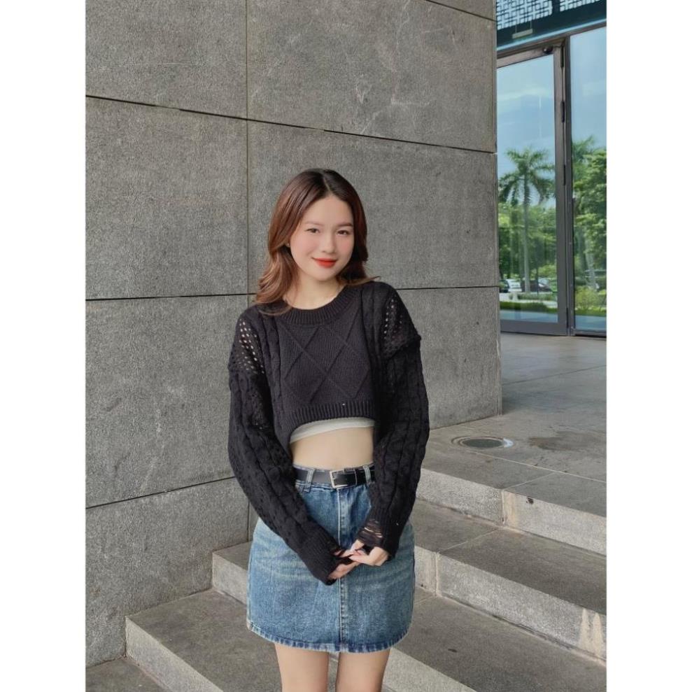 ÁO len crotop vặn thừng phối tay rách - CHIPBONG- AolenCrt3667_P0K9