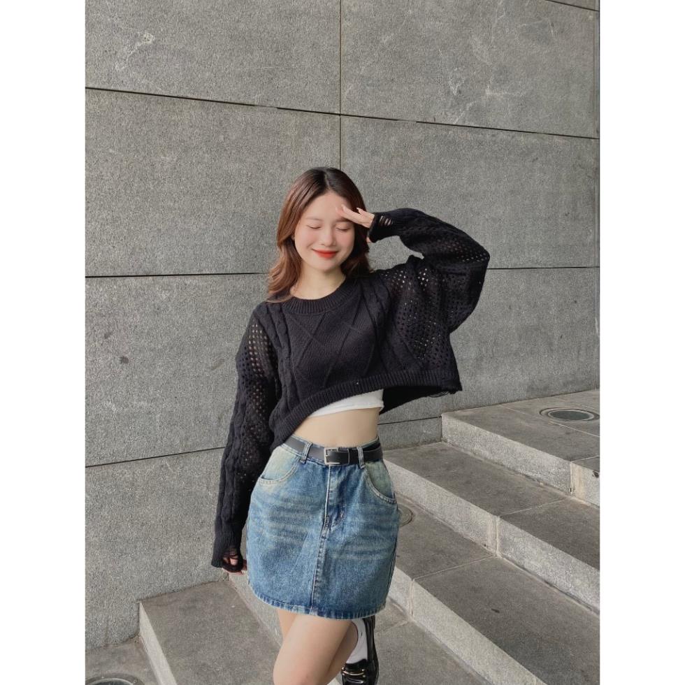 ÁO len crotop vặn thừng phối tay rách - CHIPBONG- AolenCrt3667_P0K9
