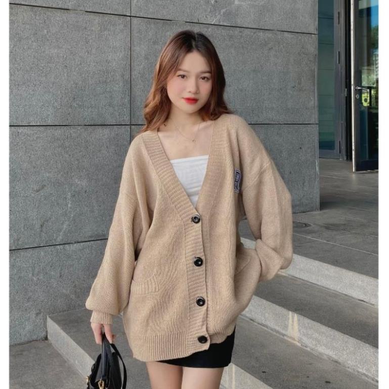 ÁO khoác len cardigan nữ thêu R form rộng mùa thu đông -CHIPBONG- AoCDGchuR563_P7