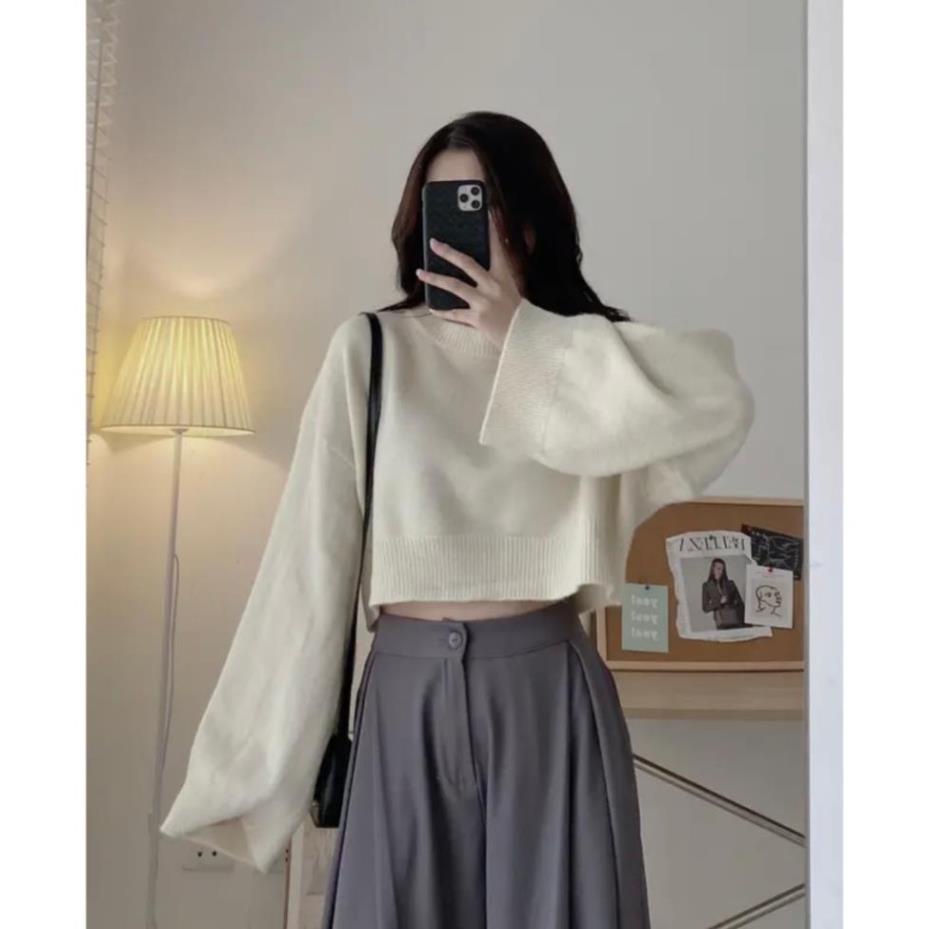 ÁO len croptop trơn dài tay CHIPBONG. - Aolencroptoptron786_P13k16