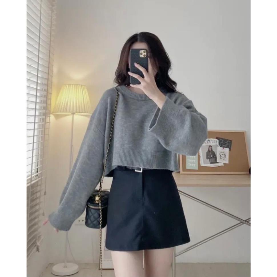 ÁO len croptop trơn dài tay CHIPBONG. - Aolencroptoptron786_P13k16