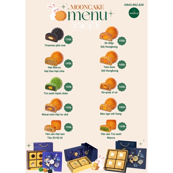 Hộp quà 2 BÁNH TRUNG THU nhiều vị thượng hạng - 180g x 2 bánh