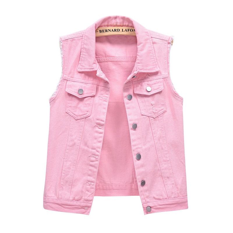 Áo Khoác denim Sát Nách Dáng Ngắn Ôm Sát Phối Rách Thời Trang Xuân Thu 2023 Cho Nữ