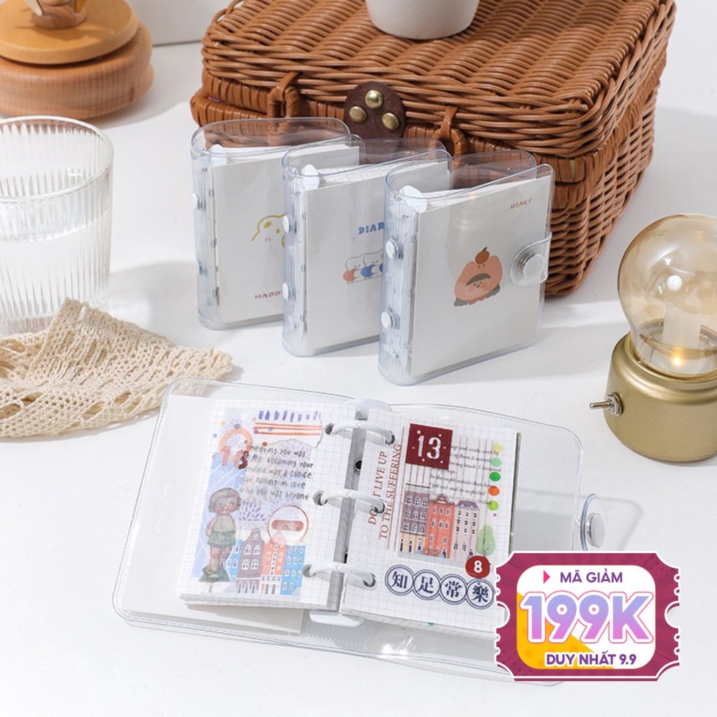 Bìa sổ Dẻo Còng Màu Pastel Mini 3 Chấu - Sổ còng xinh xắn làm album sổ ảnh bullet journal HQI
