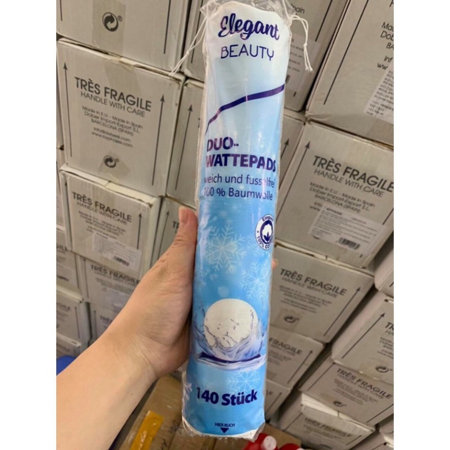 Bông Tẩy Trang Cao Cấp Elegant sạch sâu 140 Miếng - Nhập Khẩu Đức hàng chính hãng