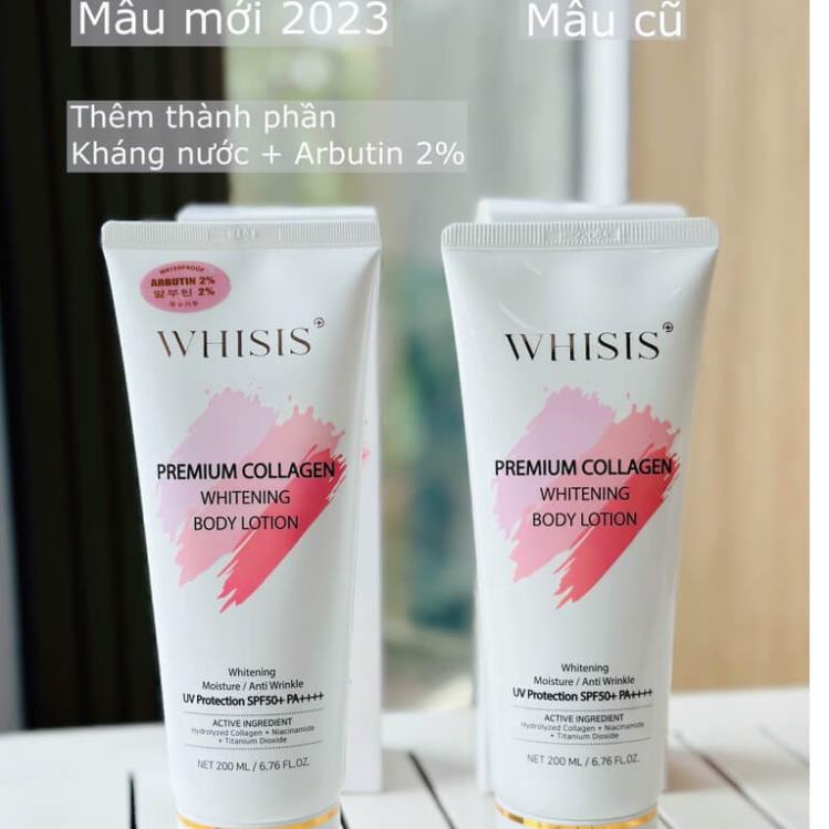 Kem Dưỡng Thể Trắng Da Body WHISIS Premium Collagen Whitening Body Lotion 200ml Chống Nắng Nâng Tone Chính Hãng Hàn Quốc