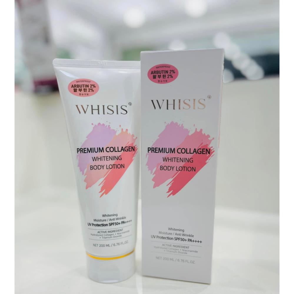 Kem Dưỡng Thể Trắng Da Body WHISIS Premium Collagen Whitening Body Lotion 200ml Chống Nắng Nâng Tone Chính Hãng Hàn Quốc
