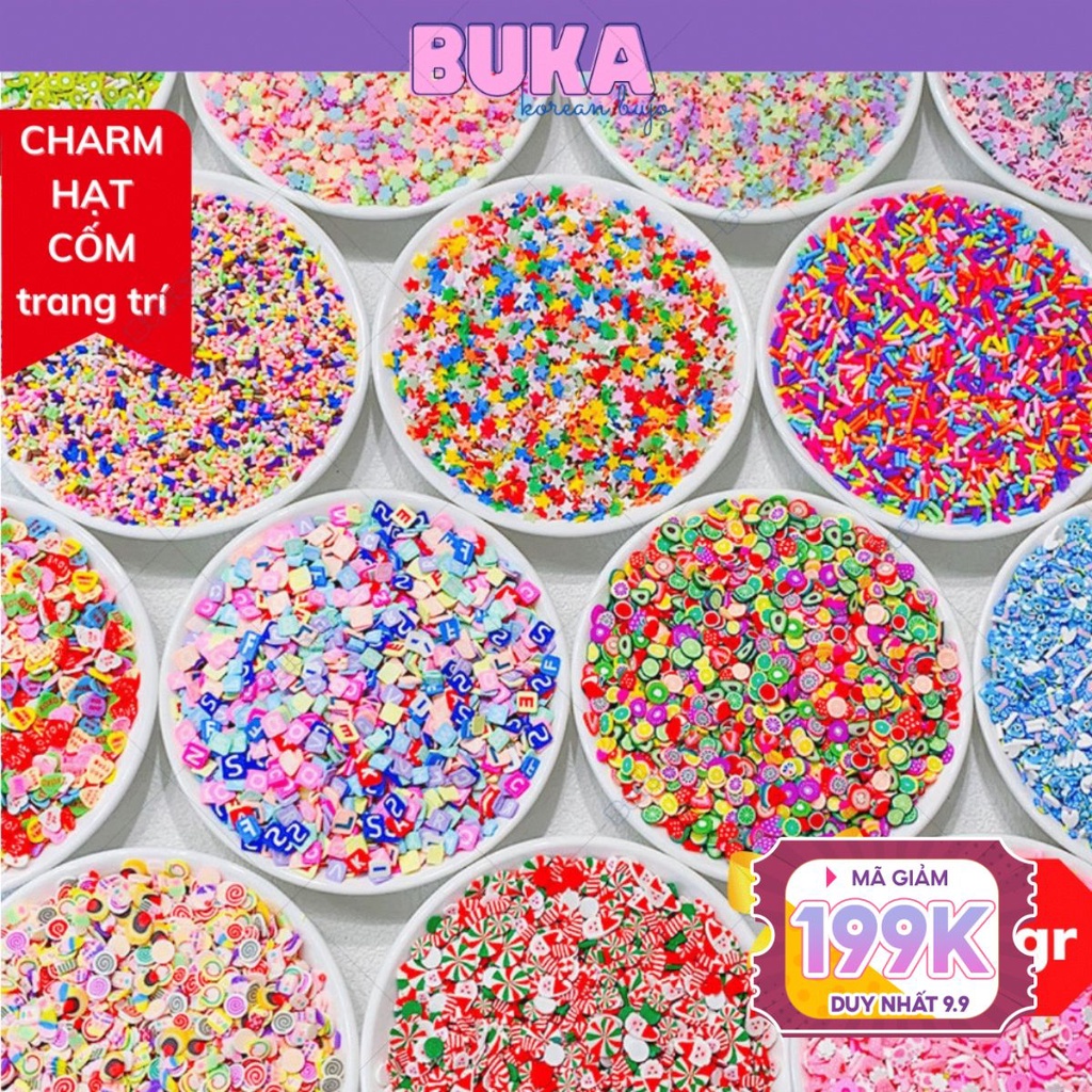 Charm trang trí toploader Buka Túi Hạt Cốm 5gram Nhiều Màu Decor Kem Keo toploader, ốp điện thoại, kẹp tóc, slime