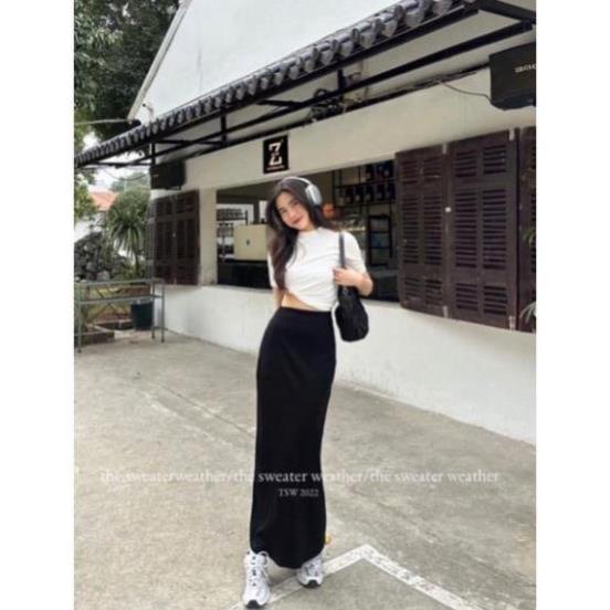 CHÂN VÁY suông dài thun co giãn cạp phẳng - BOOBOO - Cvthundangdai257/p3k7