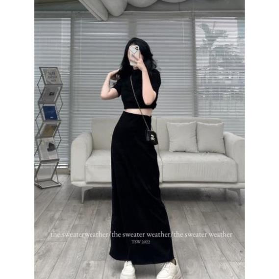CHÂN VÁY suông dài thun co giãn cạp phẳng - BOOBOO - Cvthundangdai257/p3k7