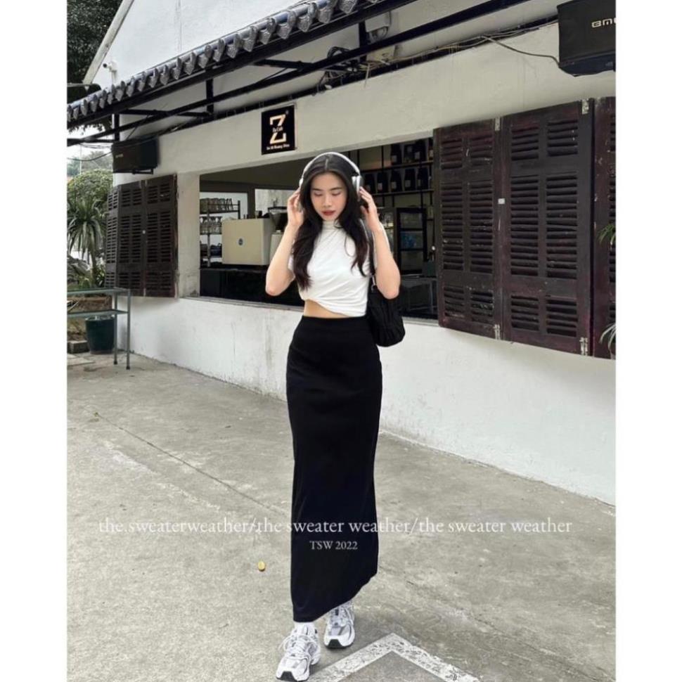 CHÂN VÁY suông dài thun co giãn cạp phẳng - BOOBOO - Cvthundangdai257/p3k7