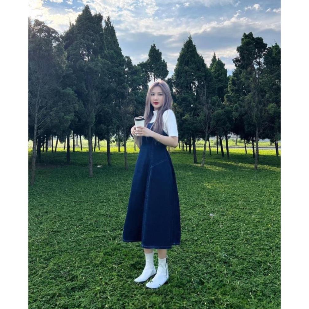 VÁY jeans 2 dây lưng chun dáng xòe BOOBOO Yemjean634/P0K11
