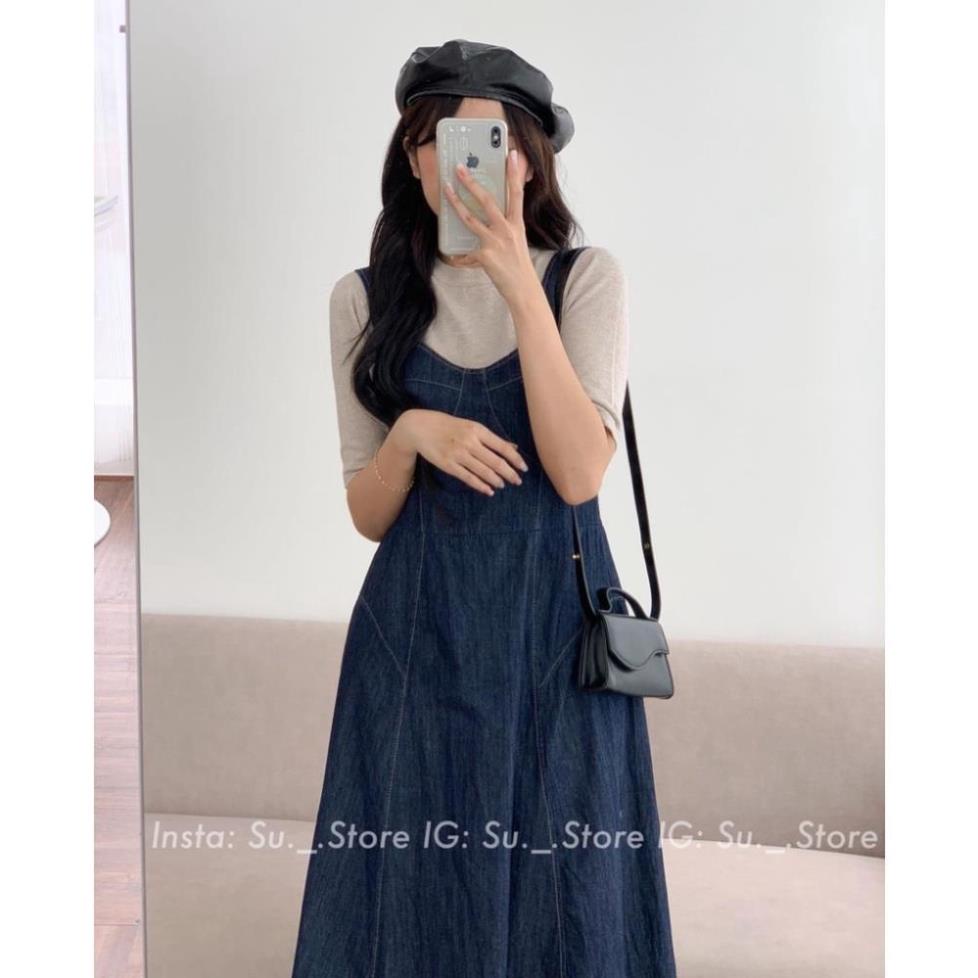 VÁY jeans 2 dây lưng chun dáng xòe BOOBOO Yemjean634/P0K11
