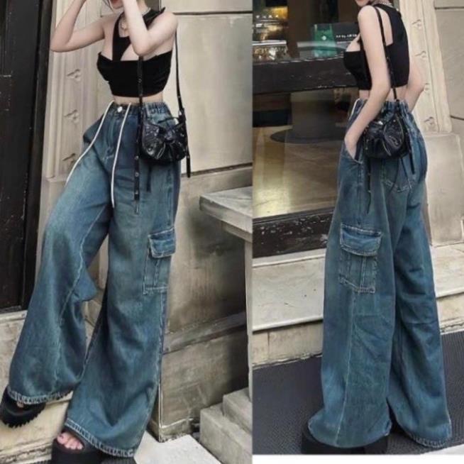 QUẦN jeans ống rộng túi hộp dây rút phong cách ulzzang -BOOBOO- QuanJeandayrutbung9899_P0K42