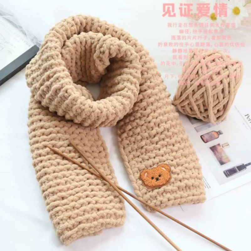 🍀 Len Nhung Đũa sợi to tròn móc khăn choàng,áo,nón mùa lạnh