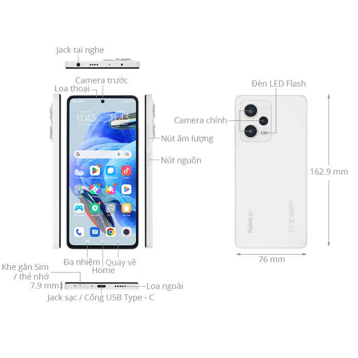 Điện thoại Xiaomi Redmi note 12 pro 5g ram 8/256 chính hãng