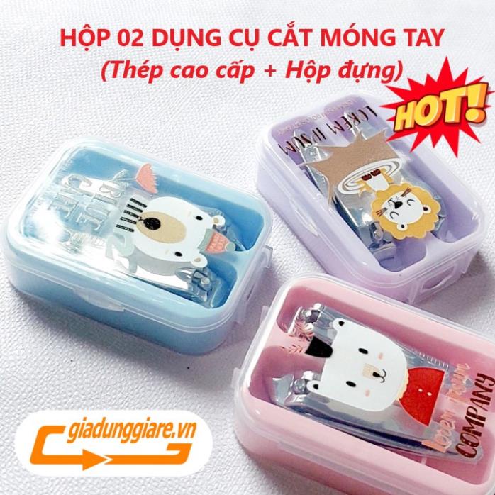 Hộp 02 cắt móng tay chân kềm cắt thép không gỉ kèm hộp đựng kìm bấm móng tay hàng cao cấp - giadunggiare.vn